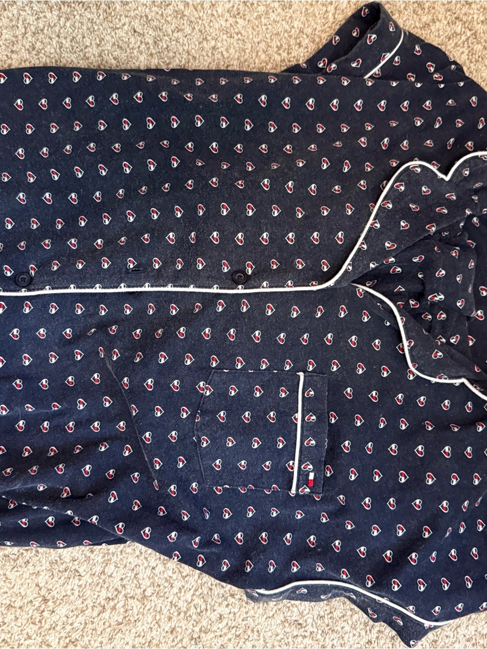 TOMMY HILFIGER Navy Heart-Print Women's Pajama Set - Picture 5 of 5